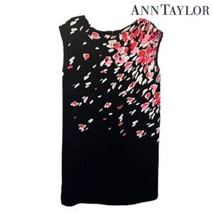 Ann Taylor Women's Black Pink Cherry Blossom Floral Shift Dress‎